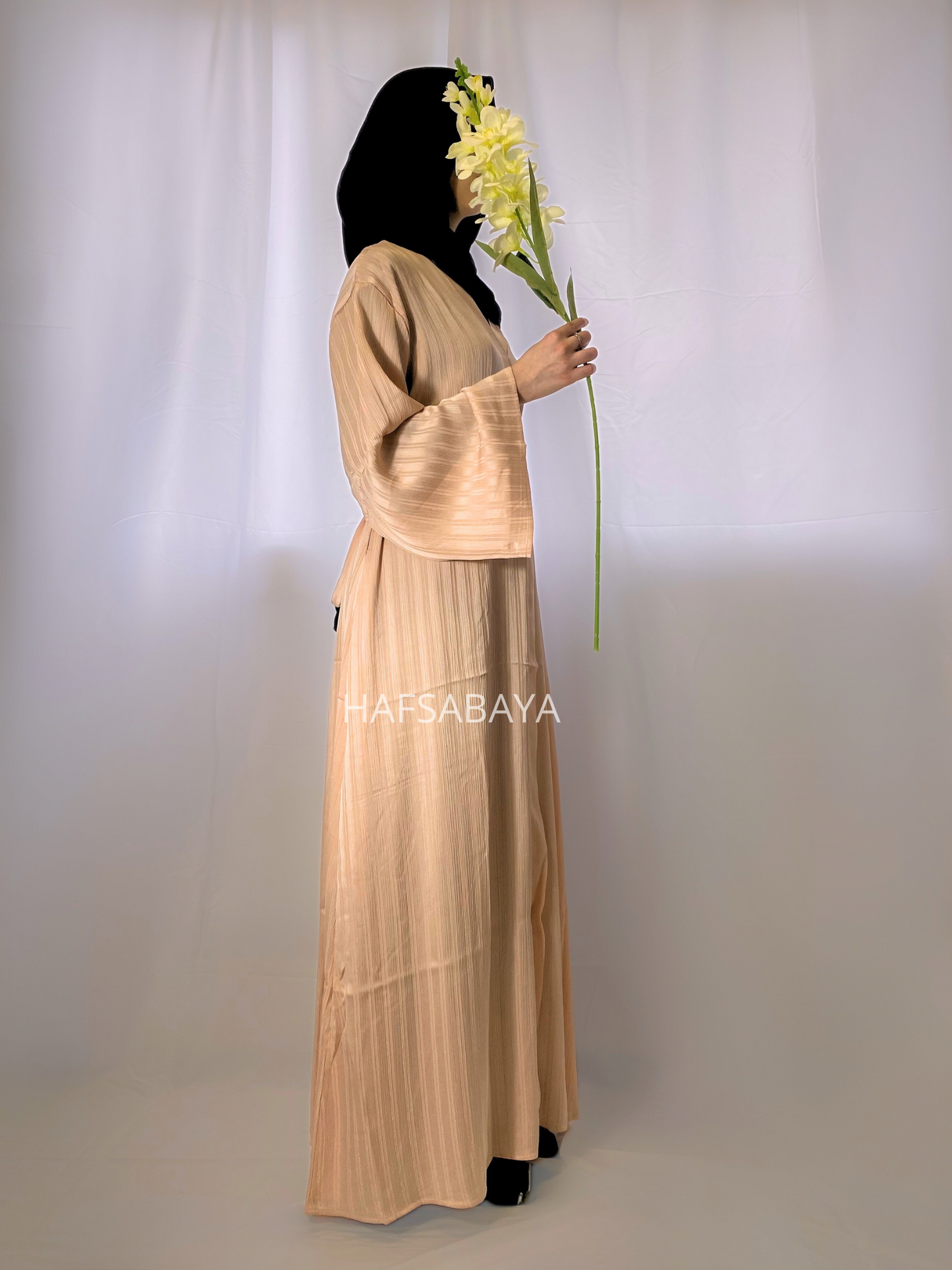 SUMMER ABAYA - Long striped abaya with belt