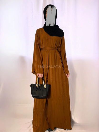 ABAYA D'ÉTÉ - Abaya longue à rayure avec ceinture