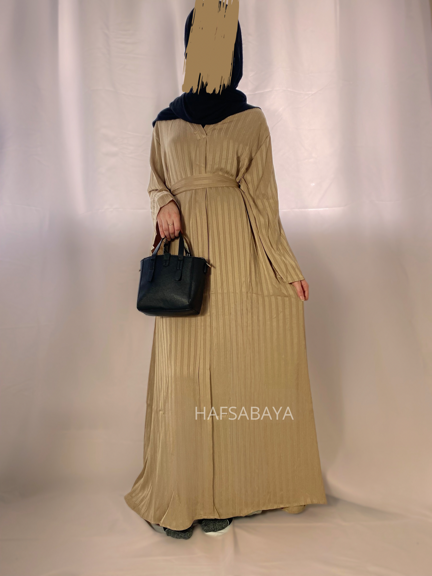 ABAYA D'ÉTÉ - Abaya longue à rayure avec ceinture